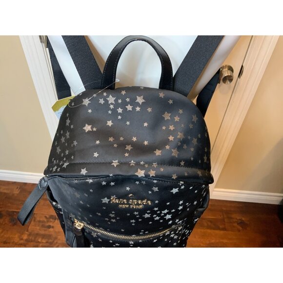 Kate Spade Black Chelsea The Little Better Scattered Stars Medium Backpack - Picture 4 of 9